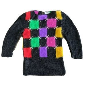 Carole Vintage Sweater Checkered Pattern